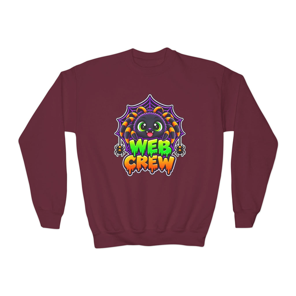 Kidxtr™ Kids Spider Sweatshirt — 'Web Crew' Cute Halloween Spider Graphic Crewneck