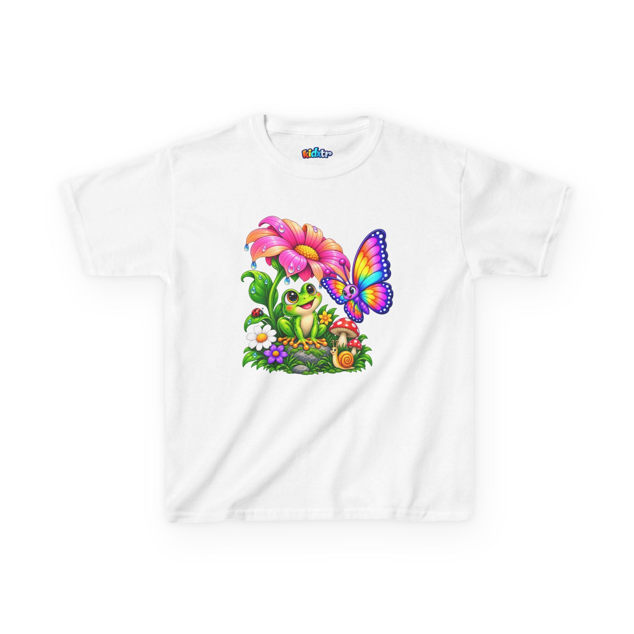 Kidxtr™ Kids Frog T-Shirt — 'Garden Squad' Frog & Butterfly Graphic Tee