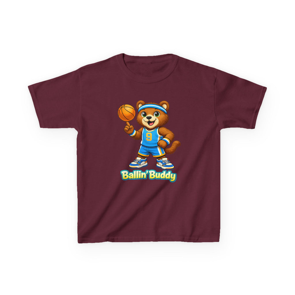 Kidxtr™ Kids Basketball T-Shirt — 'Ballin' Buddy' Cute Bear Basketball Graphic Tee