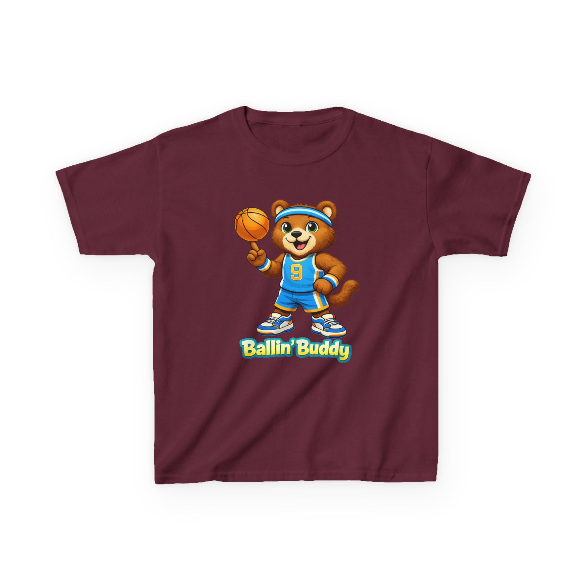 Kidxtr™ Kids Basketball T-Shirt — 'Ballin' Buddy' Cute Bear Basketball Graphic Tee