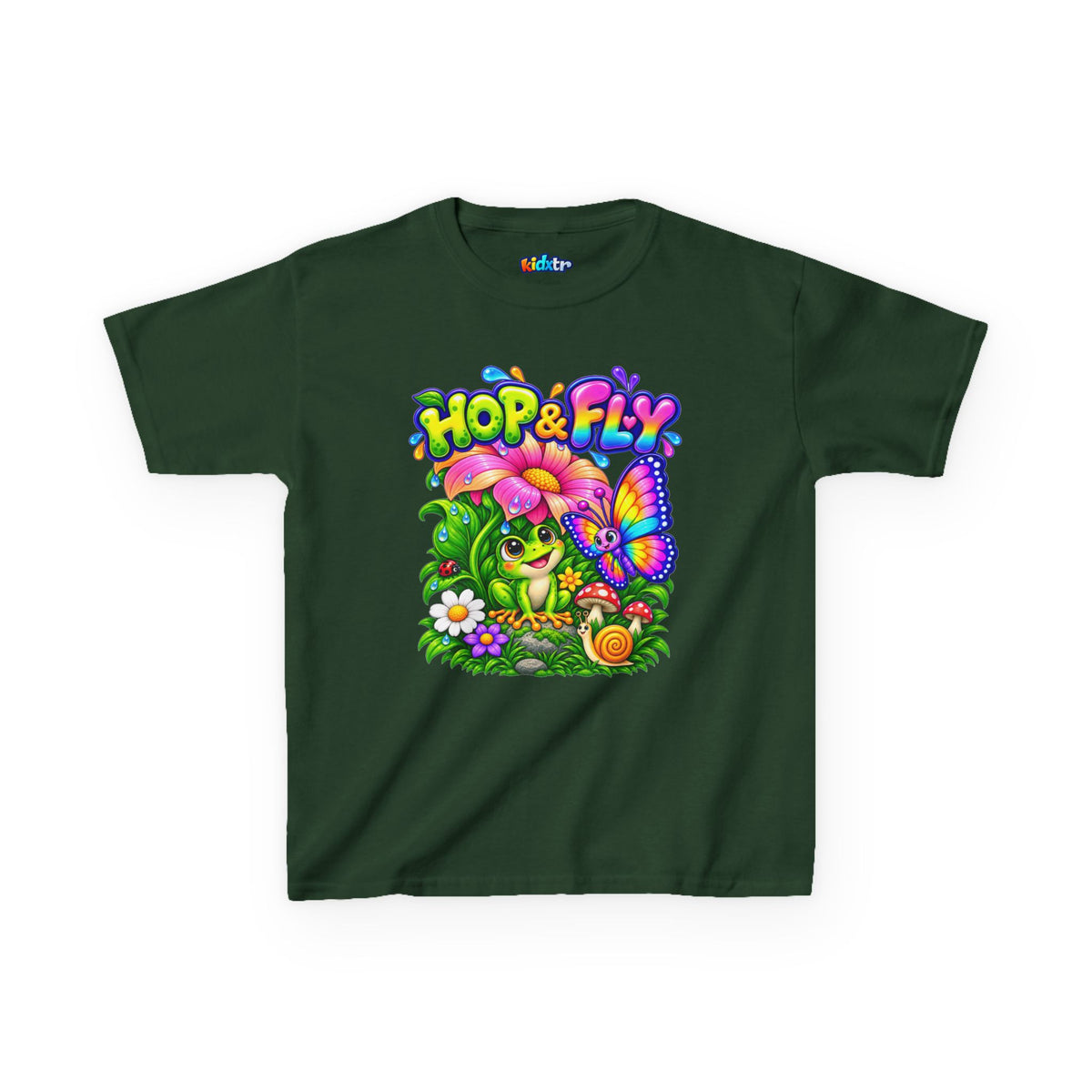 Kidxtr™ Kids Frog T-Shirt — 'Hop & Fly' Frog & Butterfly Graphic Tee