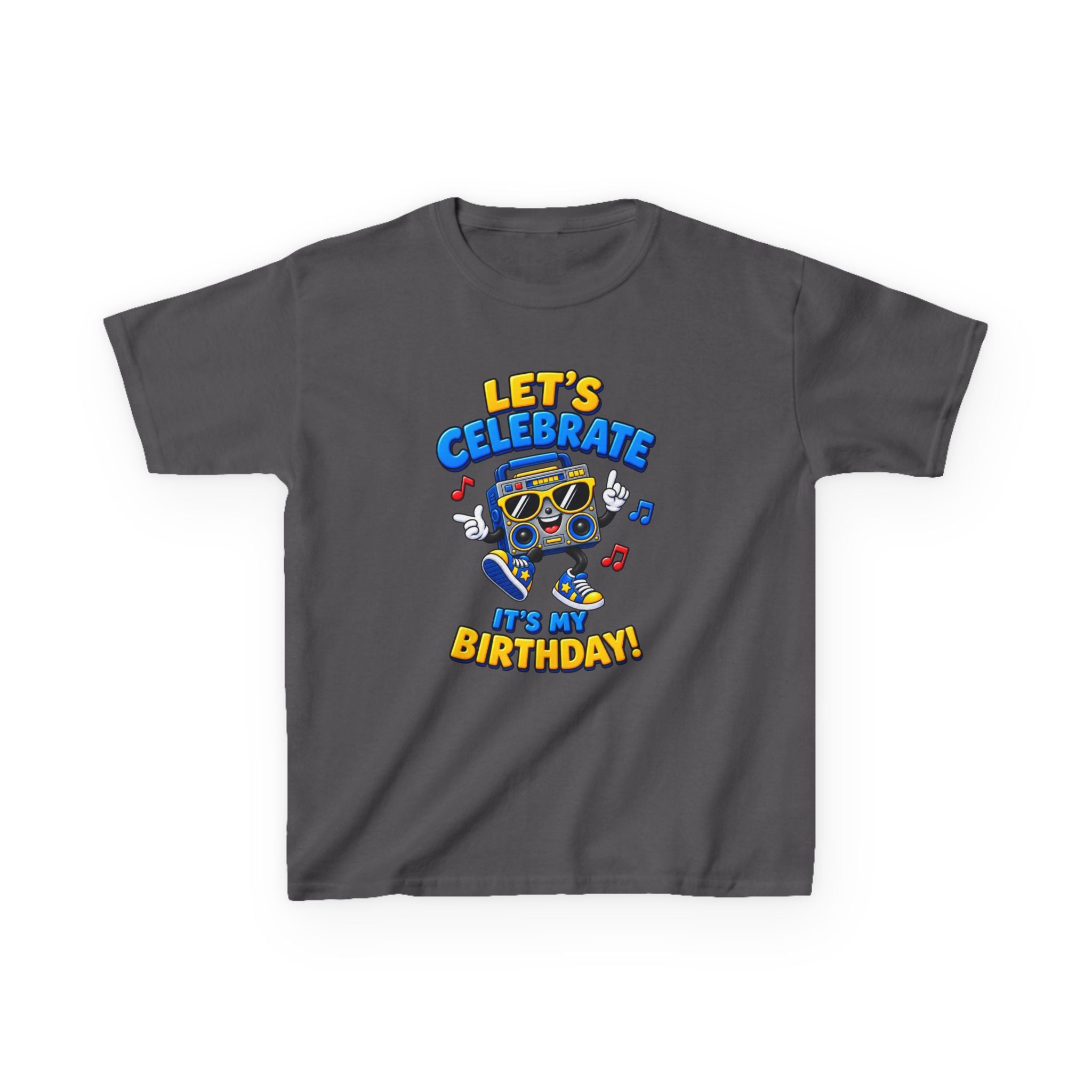 Kids Birthday T-Shirt — 'Let's Celebrate, It's My Birthday!' Fun Party  Boombox Graphic Tee