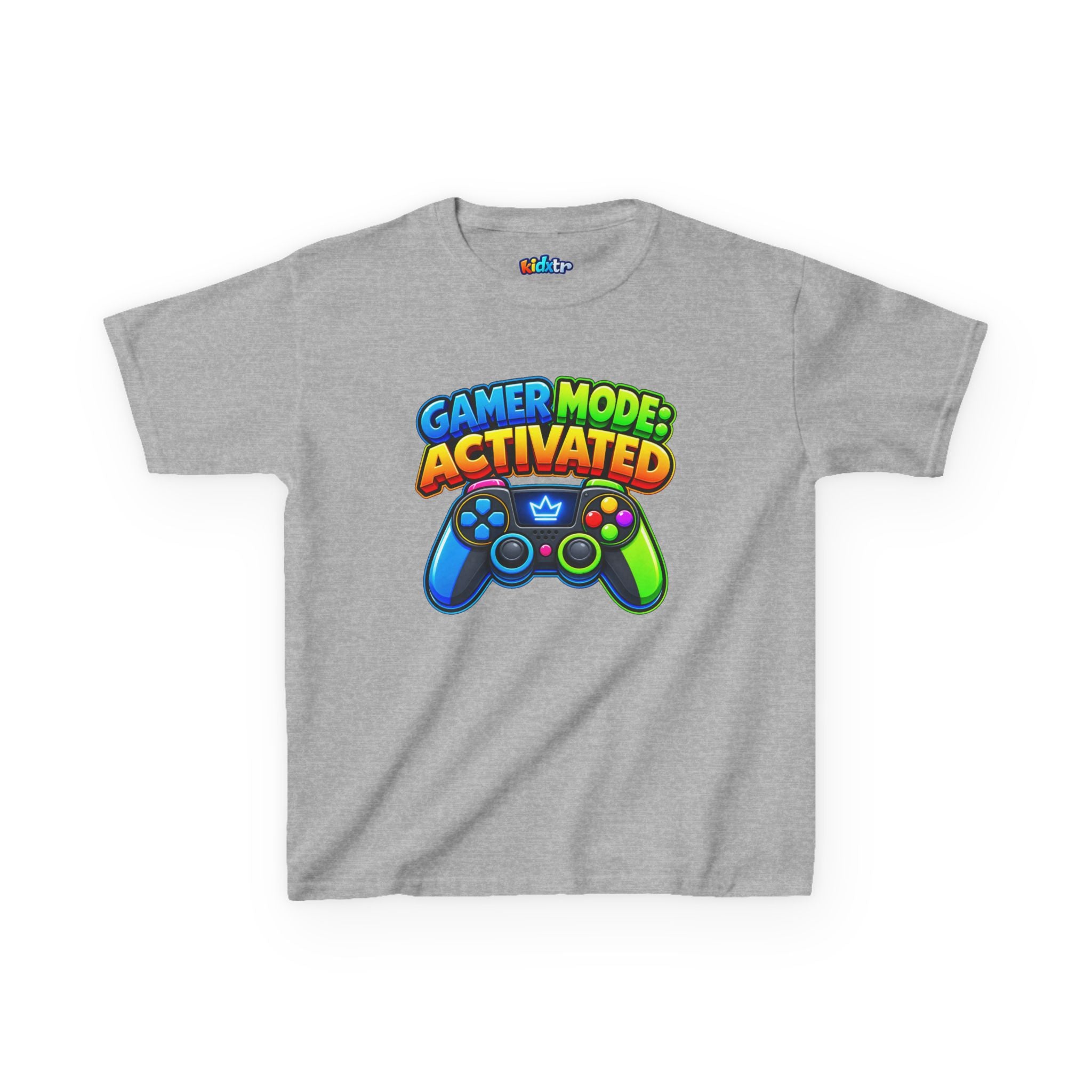 Kidxtr™ Kids Gamer T-Shirt — 'Gamer Mode Activated' Colorful Controller Graphic Tee