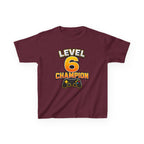 Kids Birthday Gaming T-Shirt — 'Level 6 Champion' Game Controller Graphic Tee