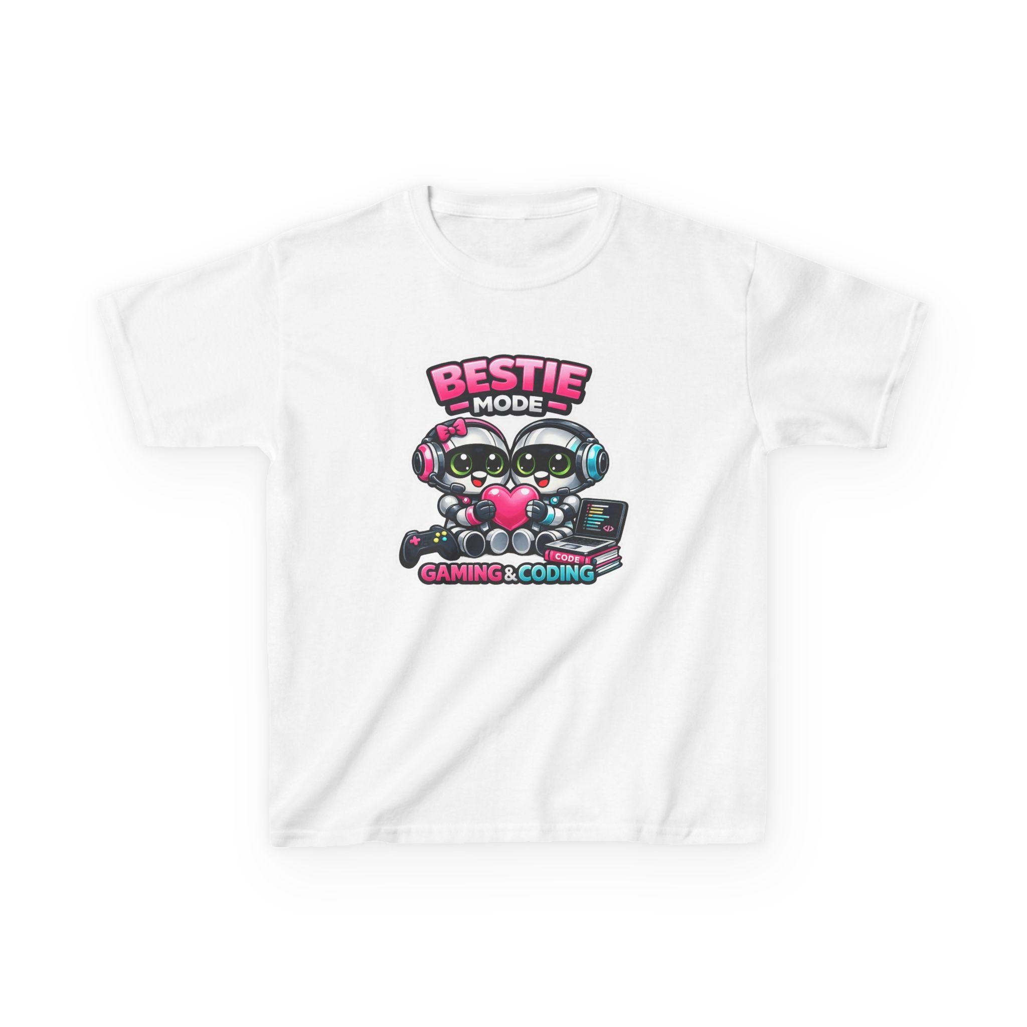 Kids Gaming T-Shirt — 'Bestie Mode' Cute Robot Friends Gaming & Coding Graphic Tee
