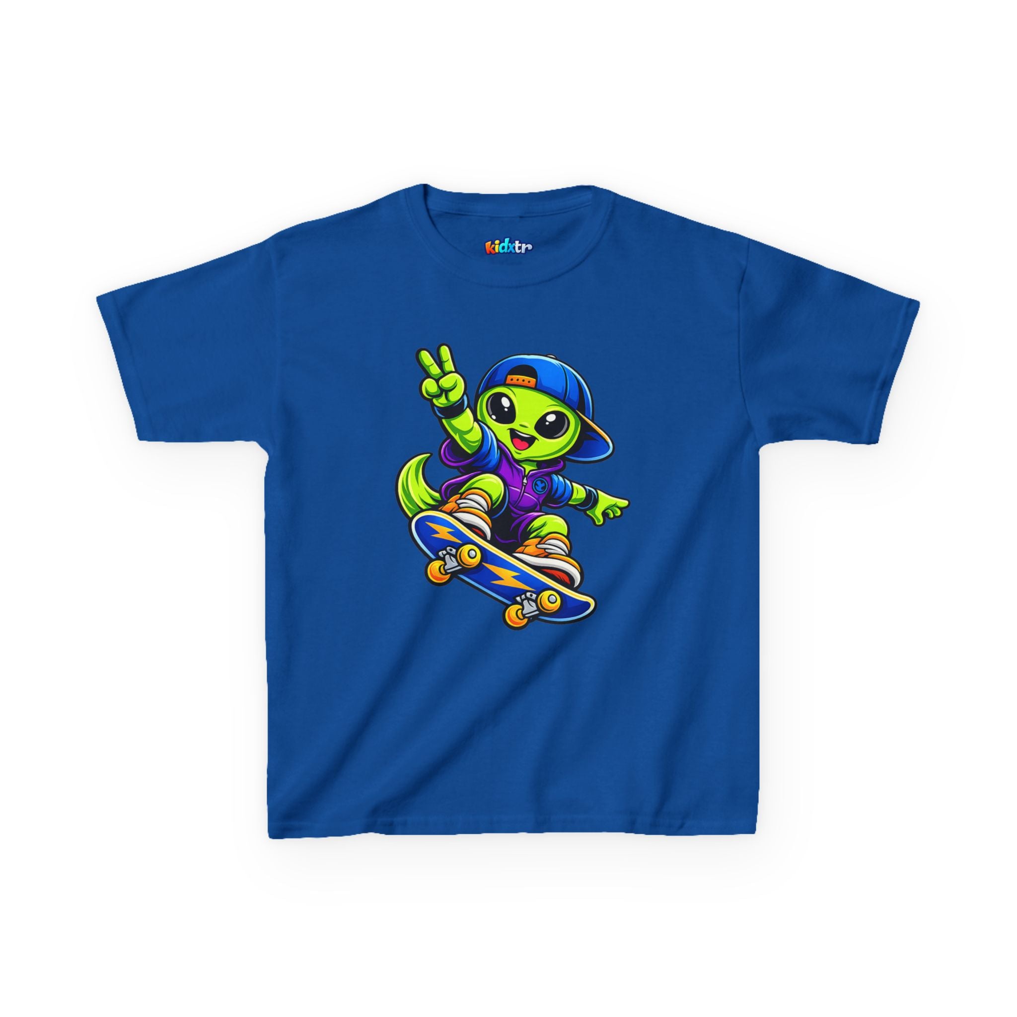 Kidxtr™ Kids Alien T-Shirt — 'Skate or Alien' Skateboard Graphic Tee