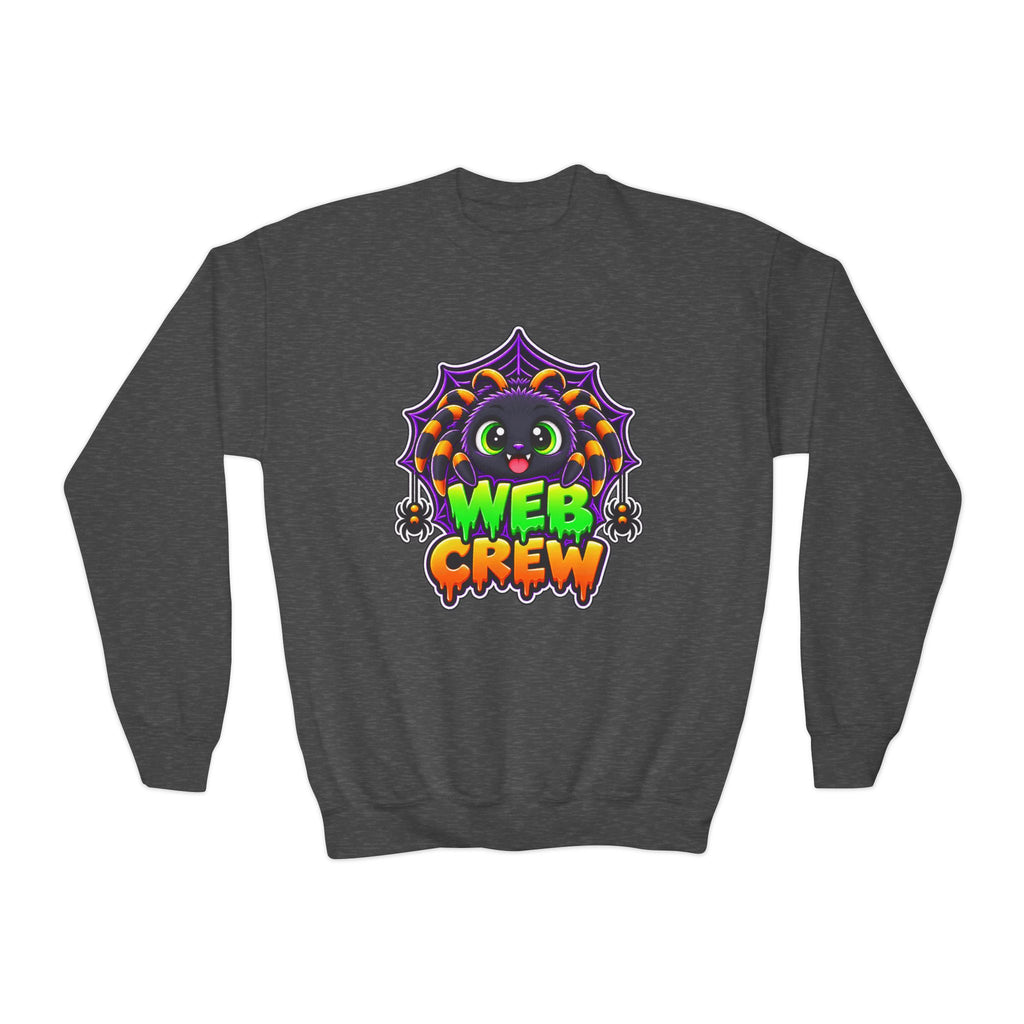 Kidxtr™ Kids Spider Sweatshirt — 'Web Crew' Cute Halloween Spider Graphic Crewneck