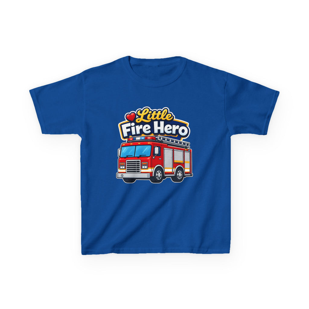 Kids Firefighter T-Shirt — 'Little Fire Hero' Firetruck Graphic Tee