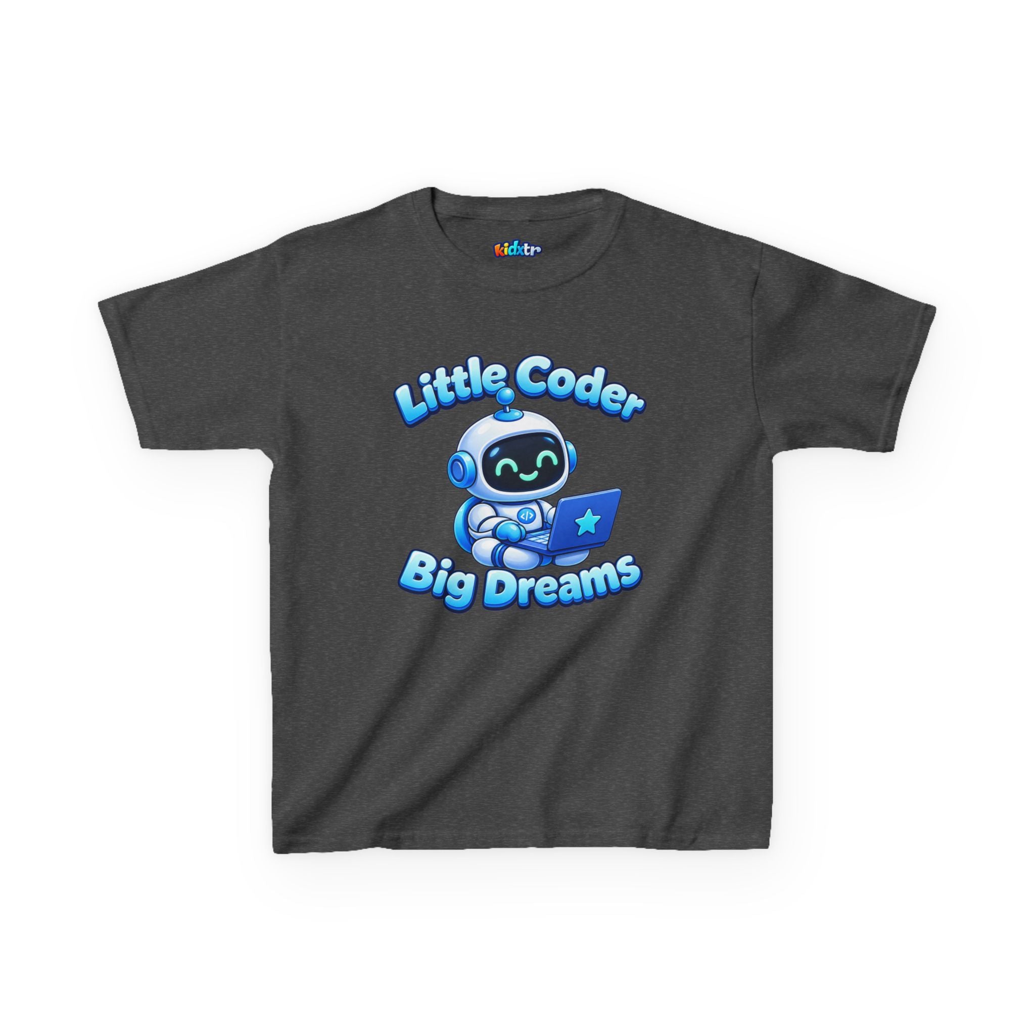 Kidxtr™ Kids Coder T-Shirt — 'Little Coder, Big Dreams' Robot Graphic Tee