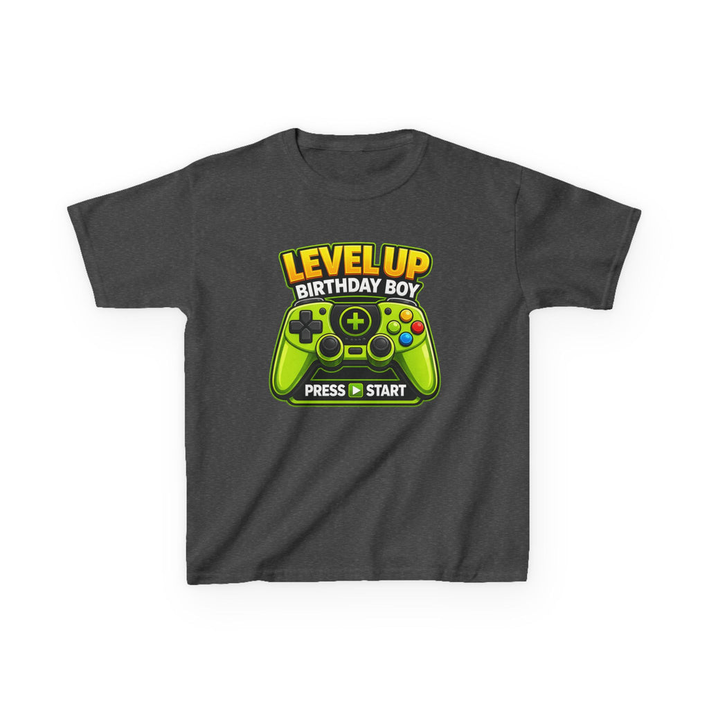 Kids Video Game T-Shirt — 'Level Up Birthday Boy' Game Controller Graphic Tee