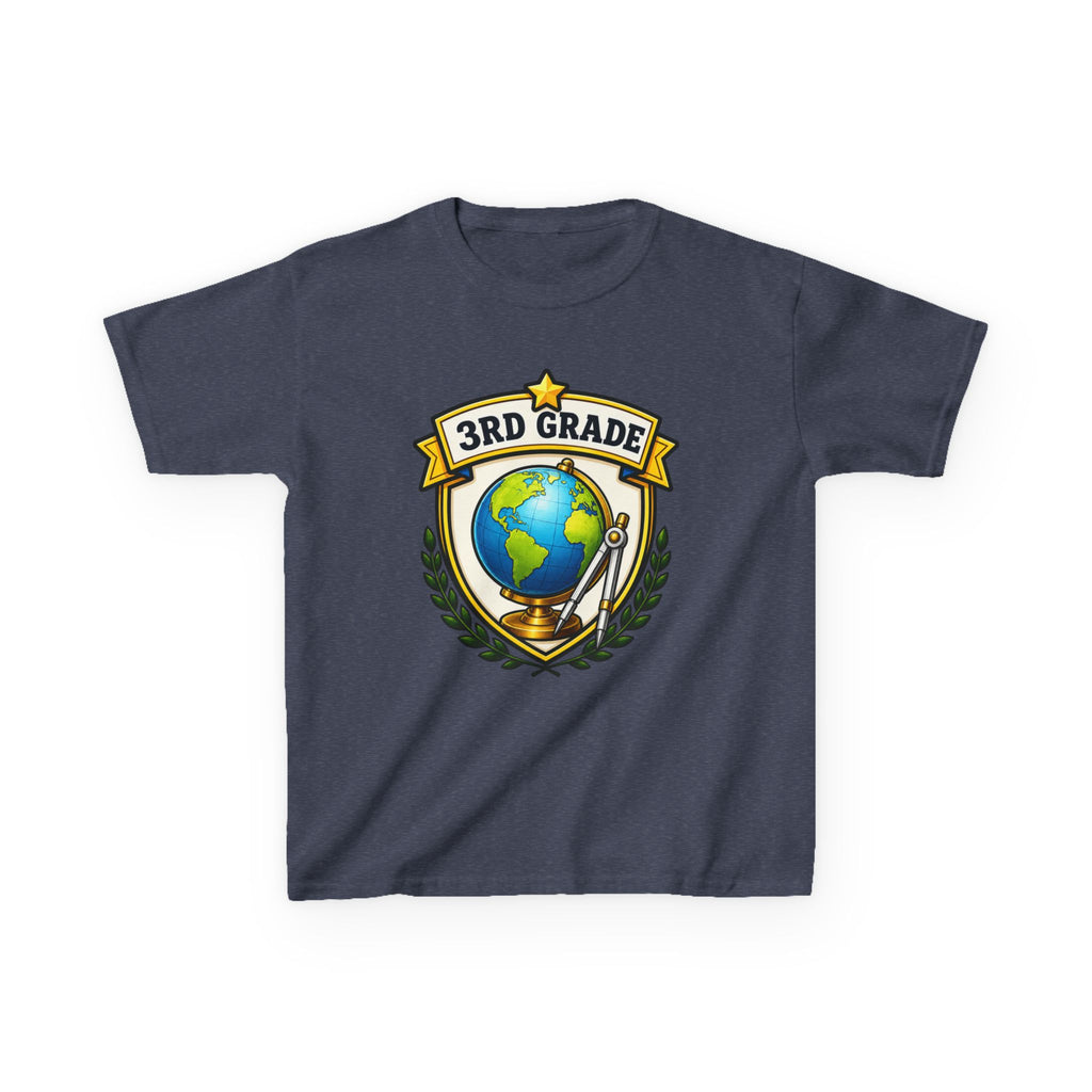 Kids 3rd Grade T-Shirt — 'Globe Badge' Back-to-School Graphic Tee