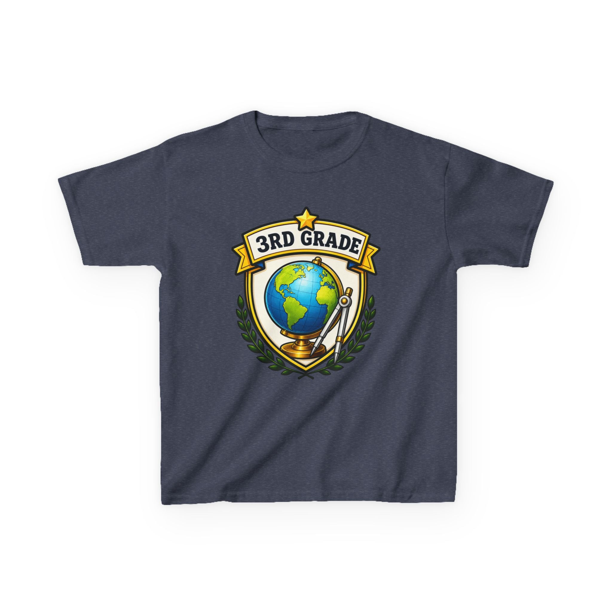Kids 3rd Grade T-Shirt — 'Globe Badge' Back-to-School Graphic Tee