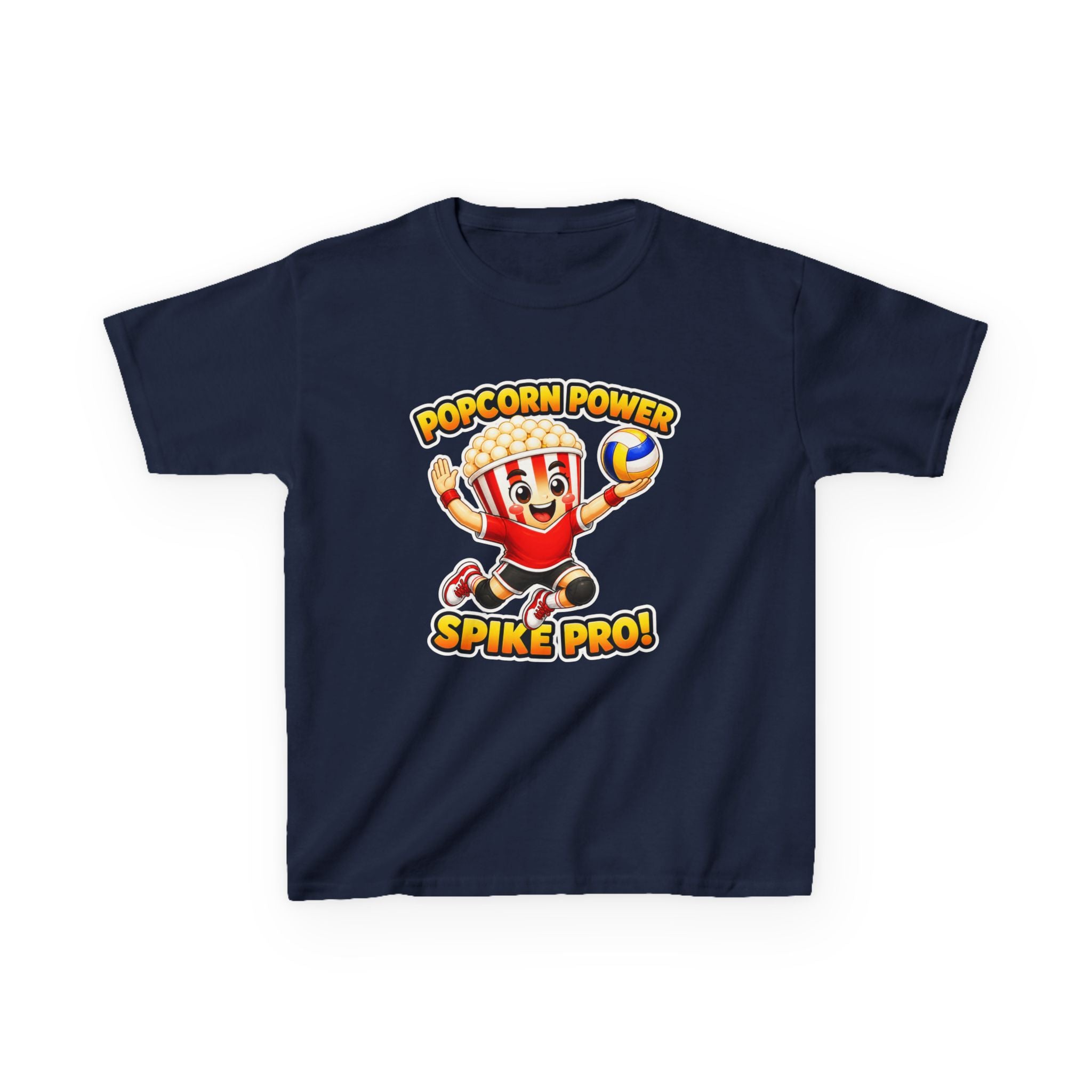 Kids Volleyball T-Shirt — 'Popcorn Power' Spike Pro Graphic Tee