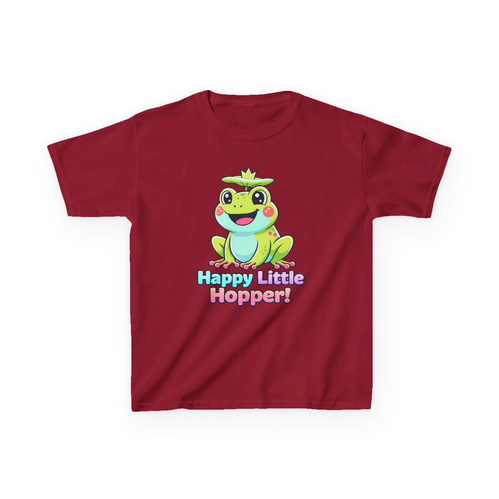 Kids Frog T-Shirt — 'Happy Little Hopper!' Cartoon Crown Frog Graphic Tee