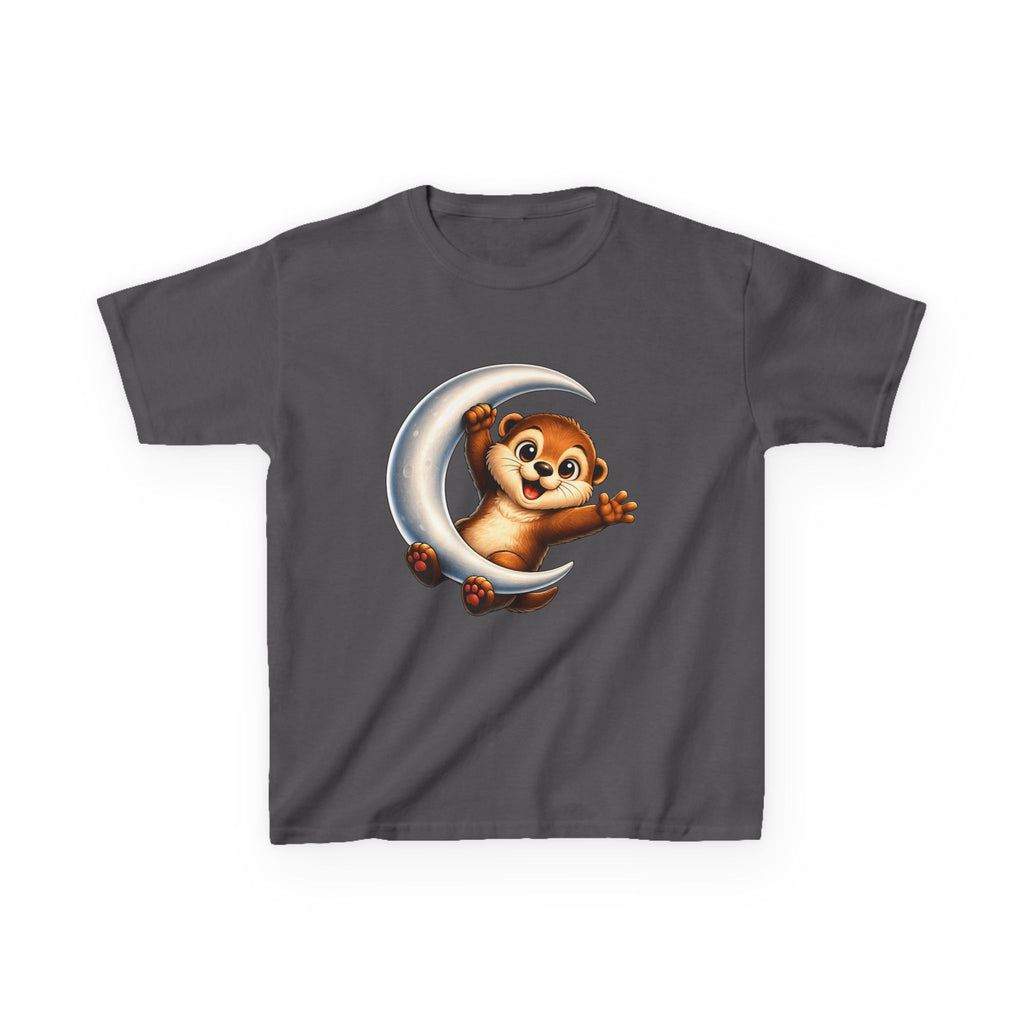Kids Animal T-Shirt — 'Moon Snuggler' Cute Otter on Moon Graphic Tee