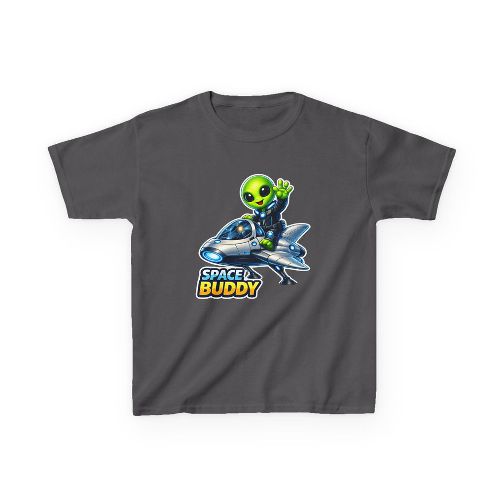 Kids Space Buddy T‑Shirt — Cute Alien in Rocket Tee for Boys & Girls