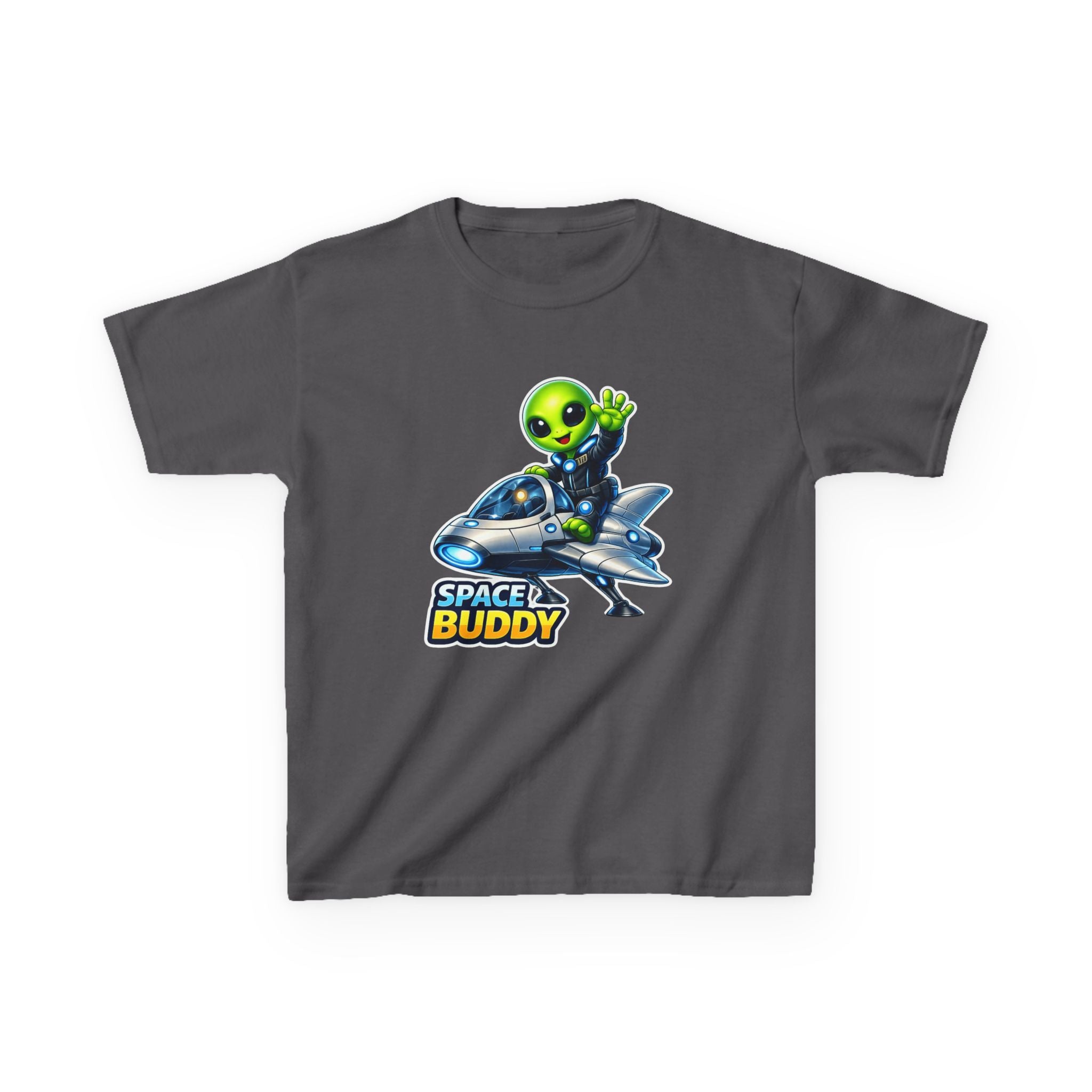 Kids Space Buddy T‑Shirt — Cute Alien in Rocket Tee for Boys & Girls