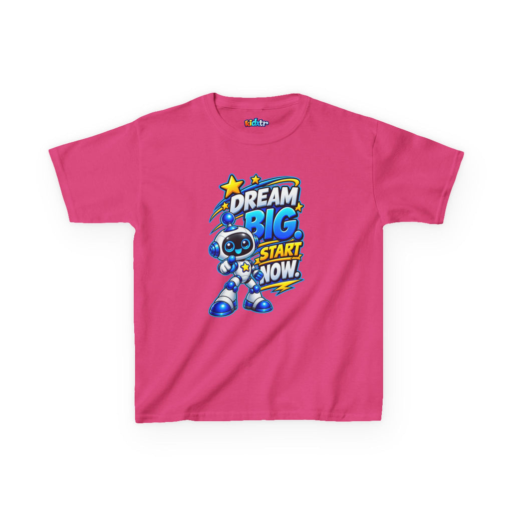 Kidxtr™ Kids Robot T-Shirt — 'Dream Big, Start Now' Motivational Robot Graphic Tee