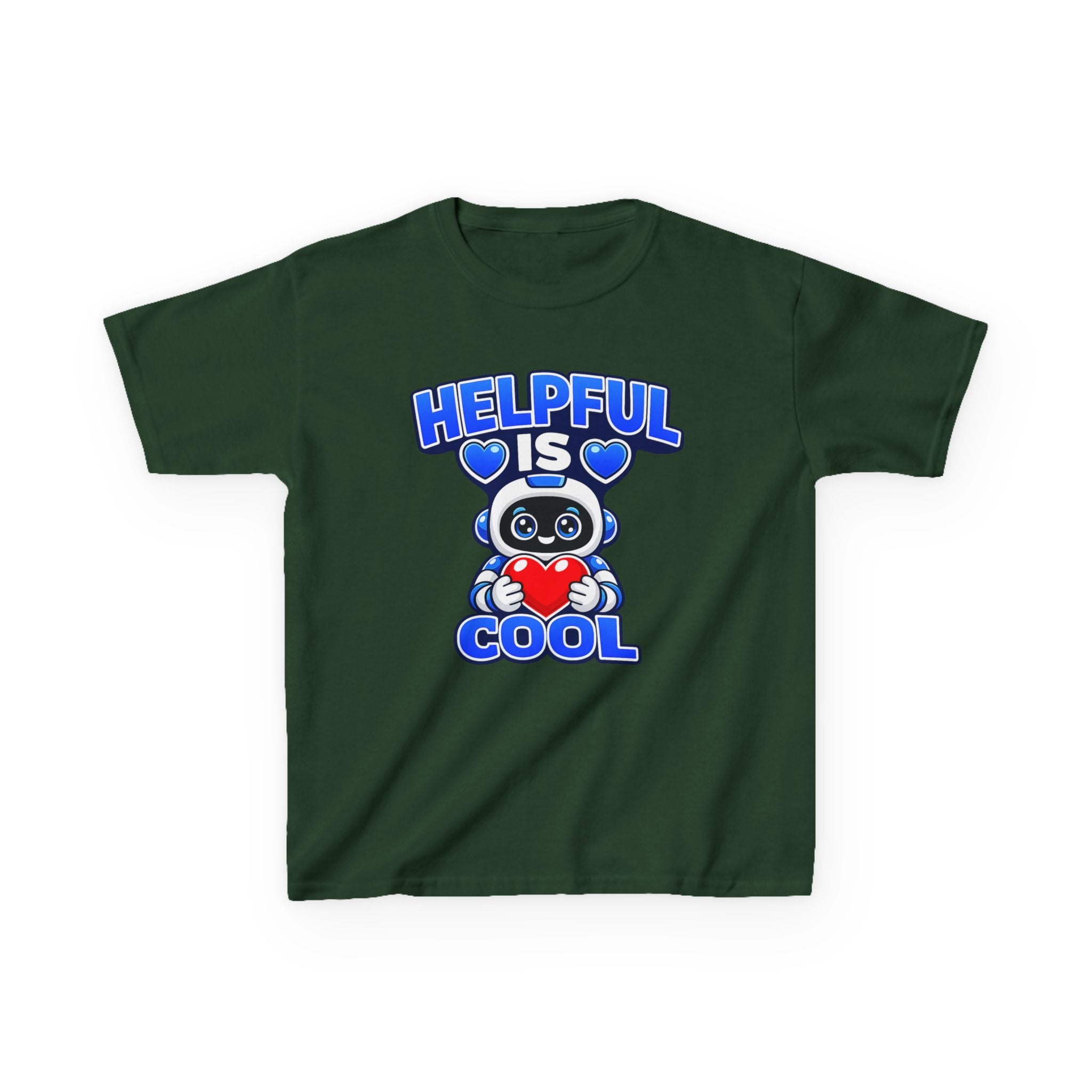 Kids Robot T-Shirt — 'Helpful Is Cool' Heart Graphic Tee