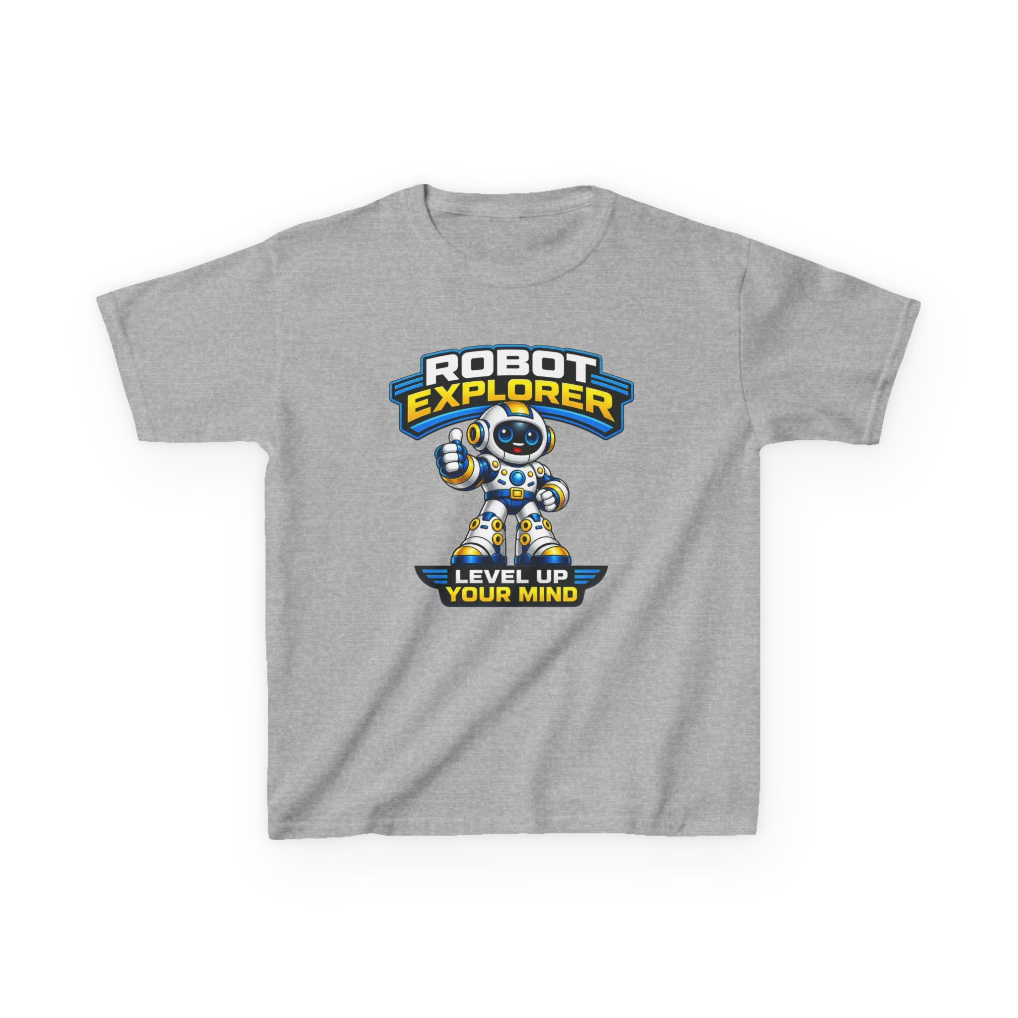 Kids T‑Shirt — "Robot Explorer: Level Up Your Mind" Cute STEM Robot Tee