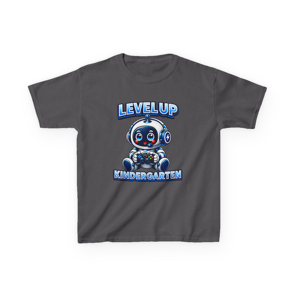 Level Up Kindergarten Robot Kids T‑Shirt — Back to School Shirt for Boys & Girls