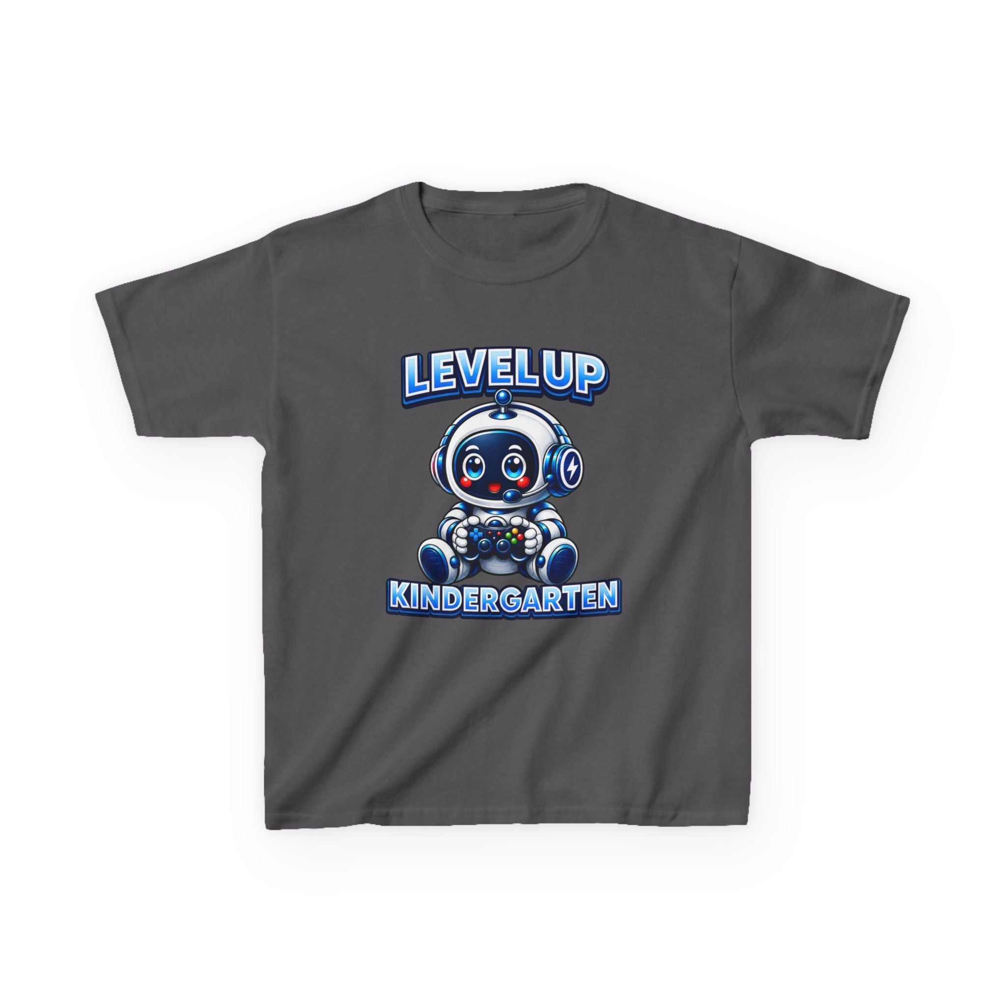 Level Up Kindergarten Robot Kids T‑Shirt — Back to School Shirt for Boys & Girls