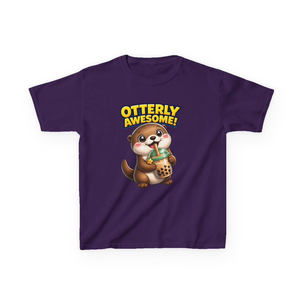 Kids Otter T-Shirt — 'Otterly Awesome!' Cute Otter Drinking Bubble Tea Graphic Tee