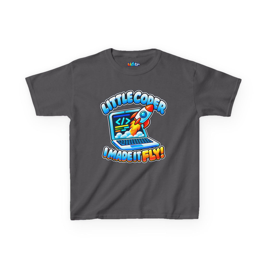 Kidxtr™ Kids Coder T-Shirt — 'I Made It Fly' Little Coder Robot Graphic Tee