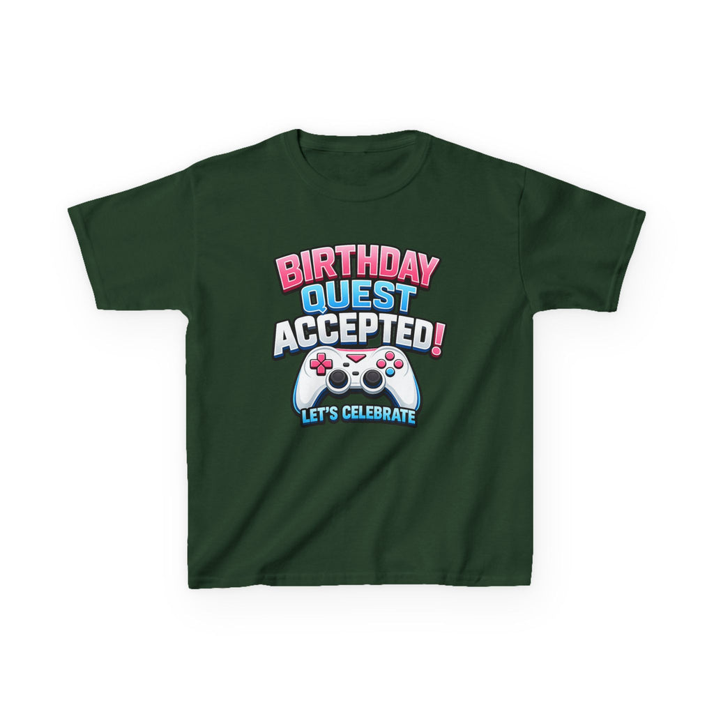 Kids Birthday T-Shirt — 'Birthday Quest Accepted' Gamer Birthday Graphic Tee