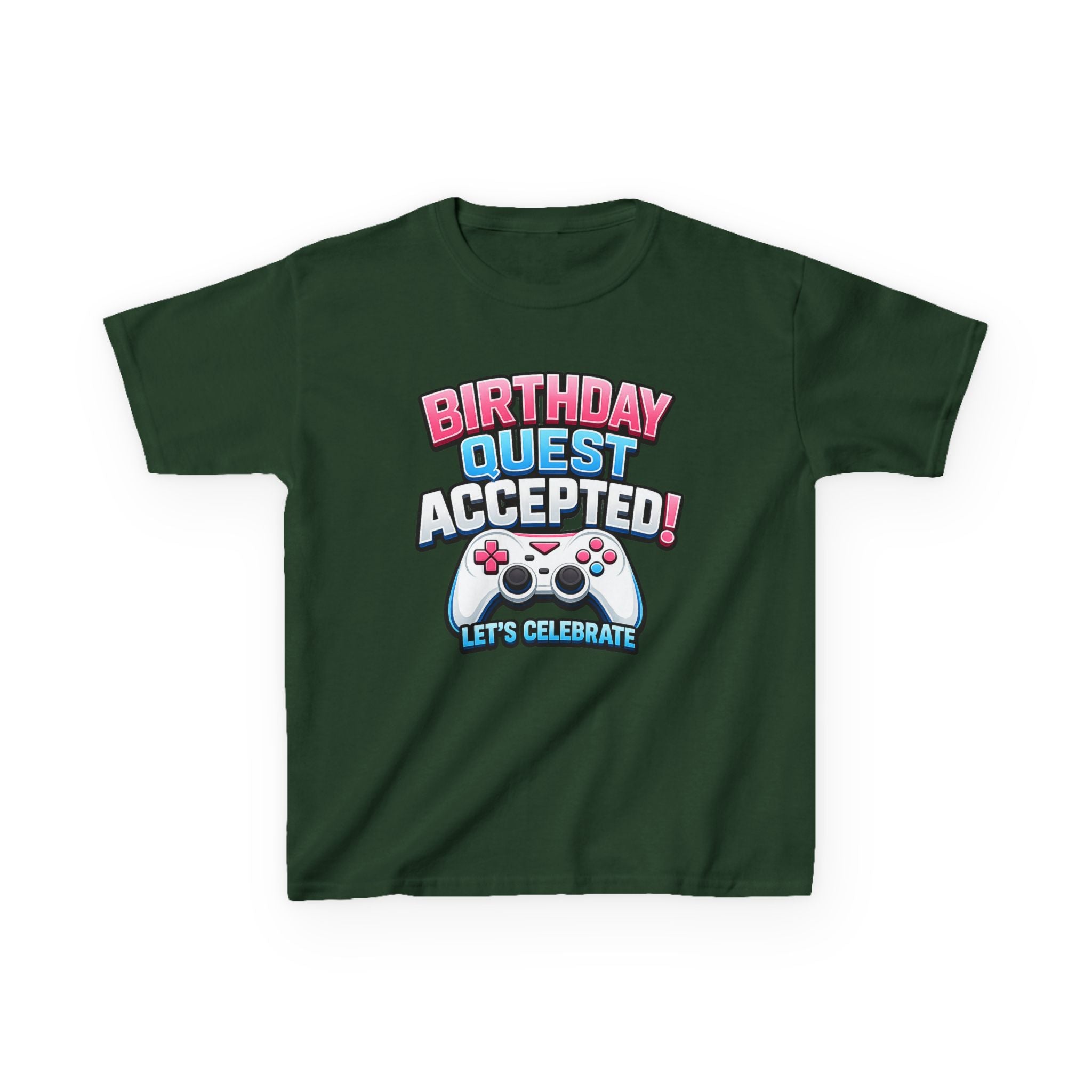 Kids Birthday T-Shirt — 'Birthday Quest Accepted' Gamer Birthday Graphic Tee
