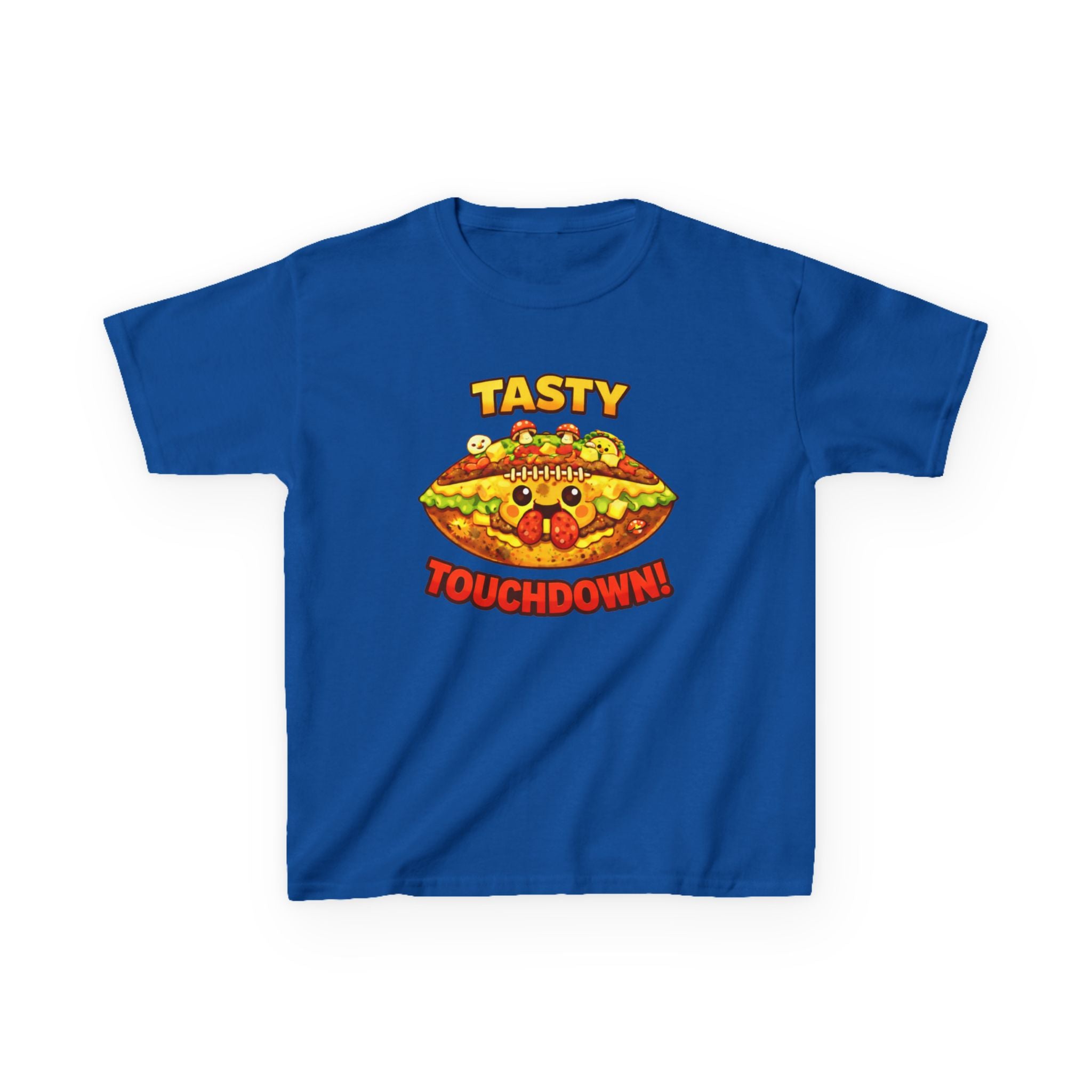 Kidxtr™ Kids Football T-Shirt — 'Football & Pizza' Cartoon Food Sports Graphic Tee
