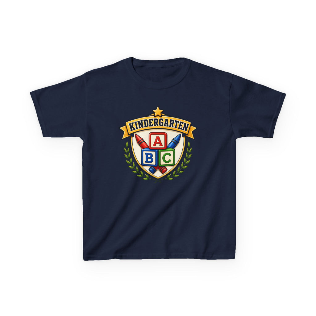 Kids Kindergarten T-Shirt — 'ABC Crest' First Day of School Graphic Tee