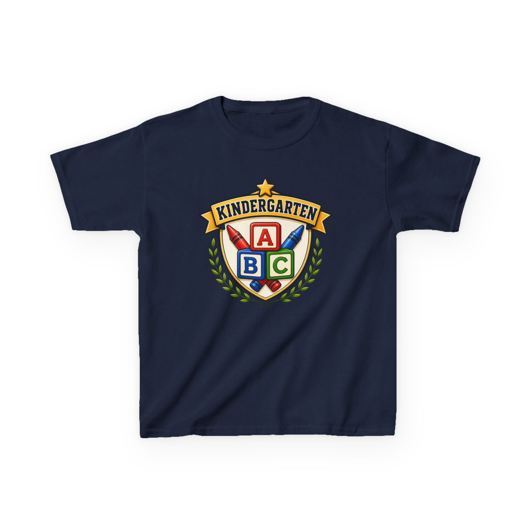 Kids Kindergarten T-Shirt — 'ABC Crest' First Day of School Graphic Tee