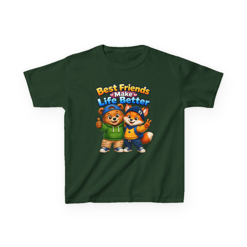Kids Friendship T-Shirt — 'Best Friends Make Life Better' Cute Bear & Fox Graphic Tee