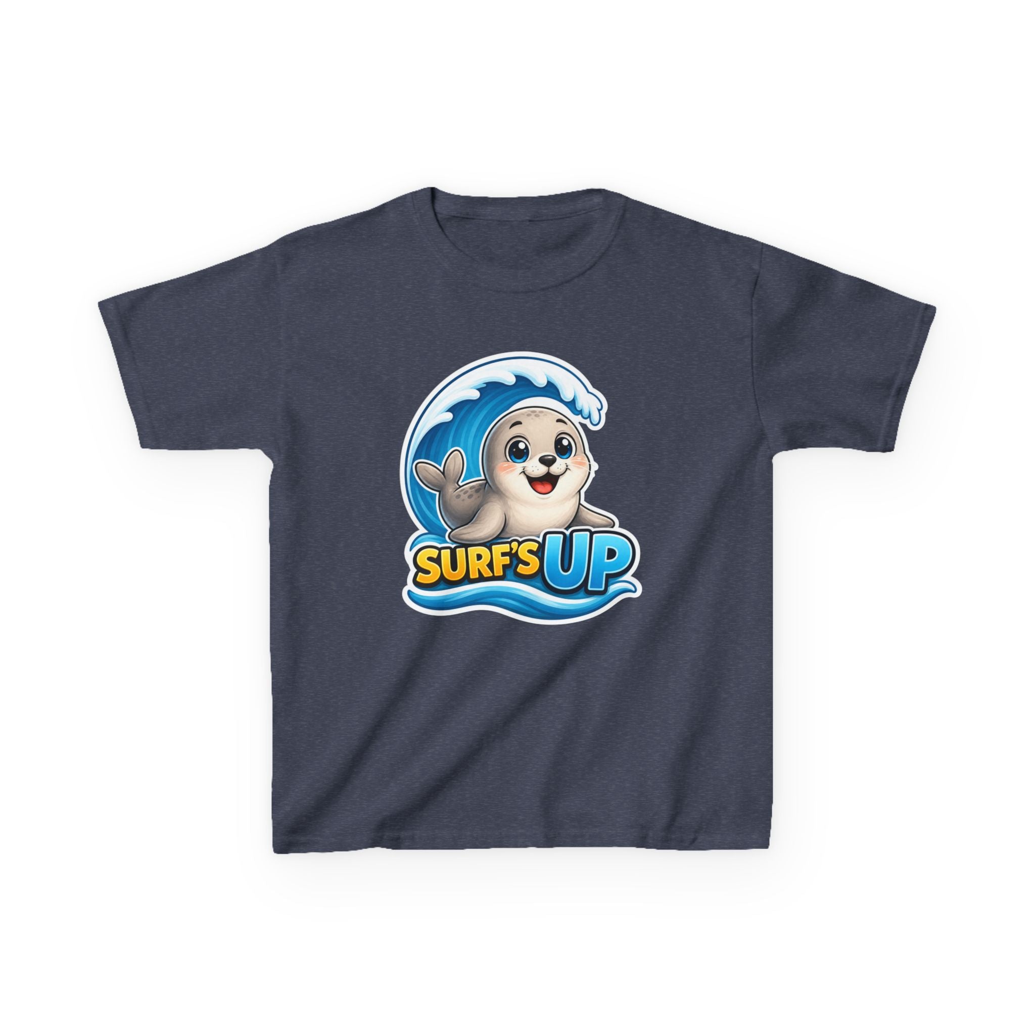 Kids Seal T-Shirt — 'Surf’s Up' Cute Surfing Seal Graphic Tee
