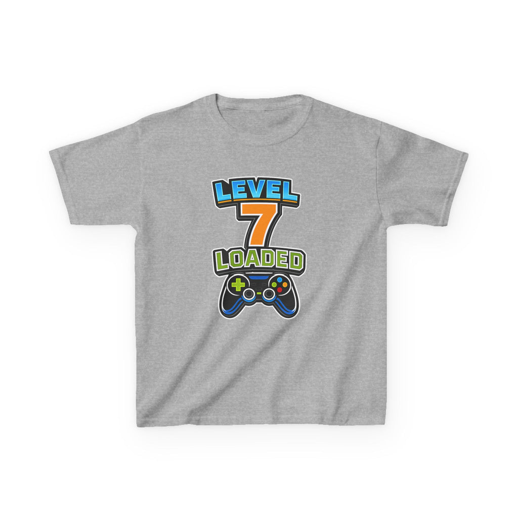 Kids Birthday T-Shirt — 'Level 7 Loaded' Birthday Gamer Graphic Tee