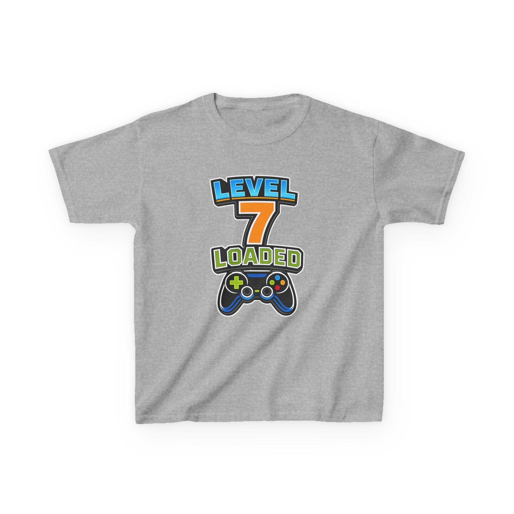 Kids Birthday T-Shirt — 'Level 7 Loaded' Birthday Gamer Graphic Tee