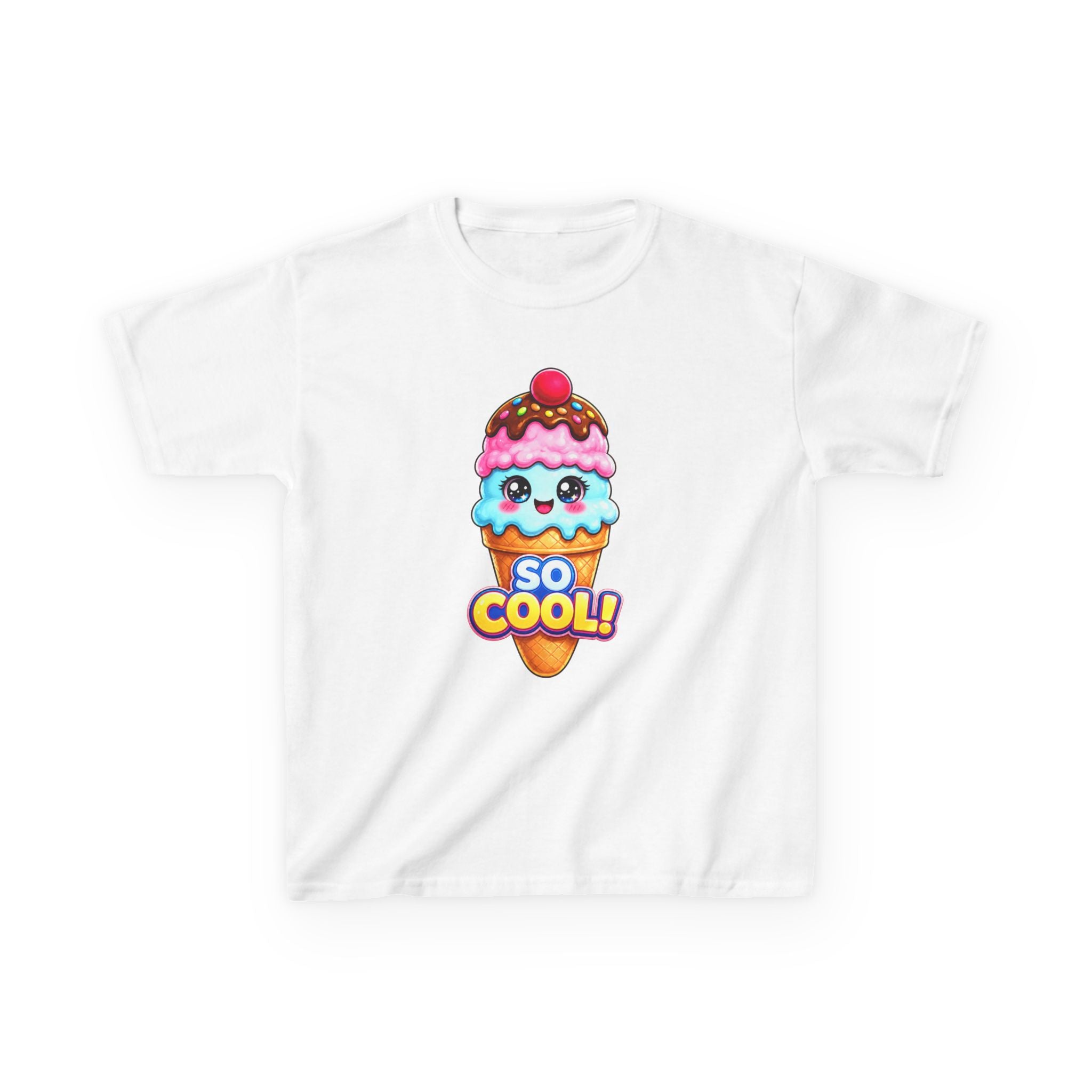 Kids Ice Cream T-Shirt — 'So Cool!' Kawaii Ice Cream Cone Graphic Tee
