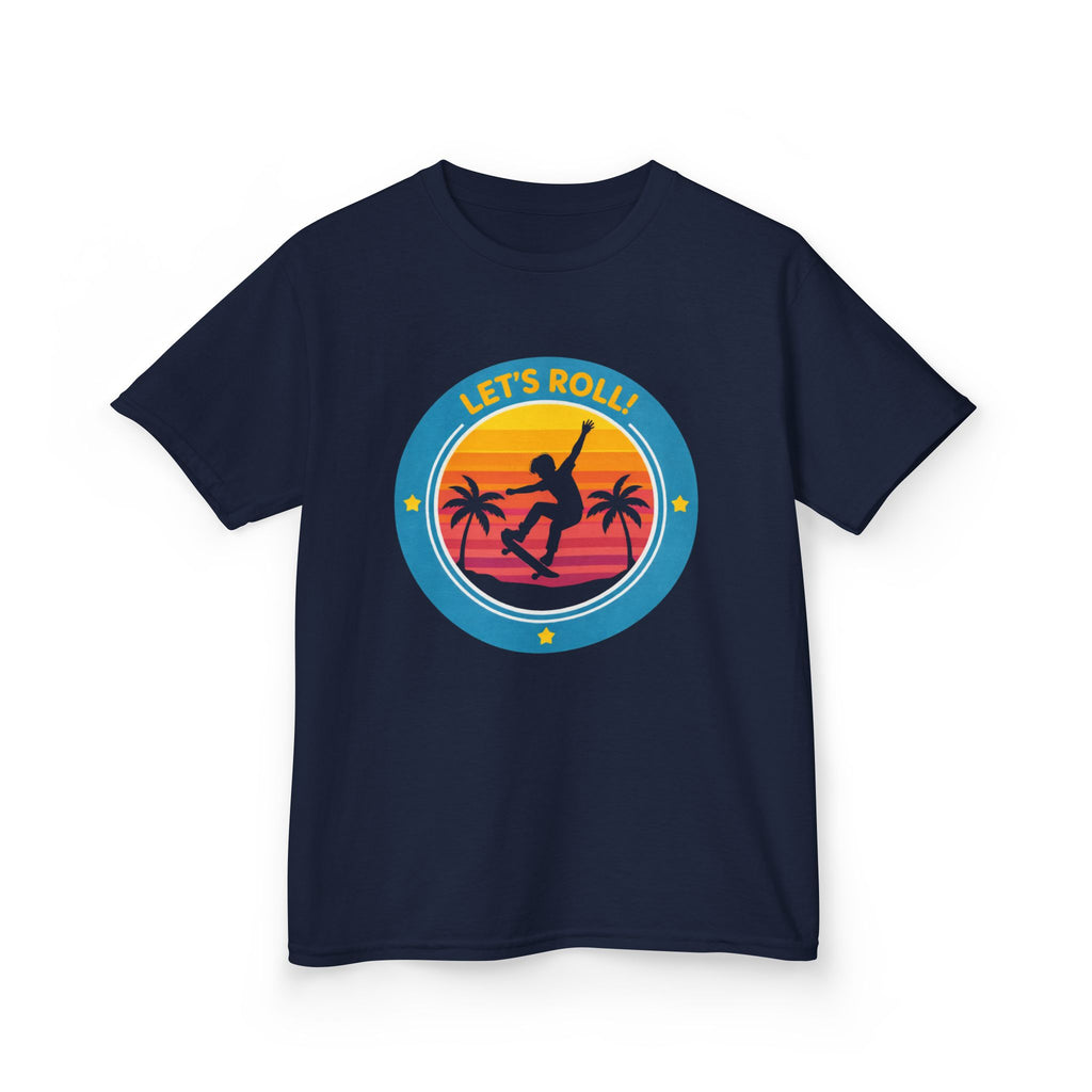 Kids Skateboard T-Shirt — 'Let’s Roll!' Retro Skater Graphic Tee