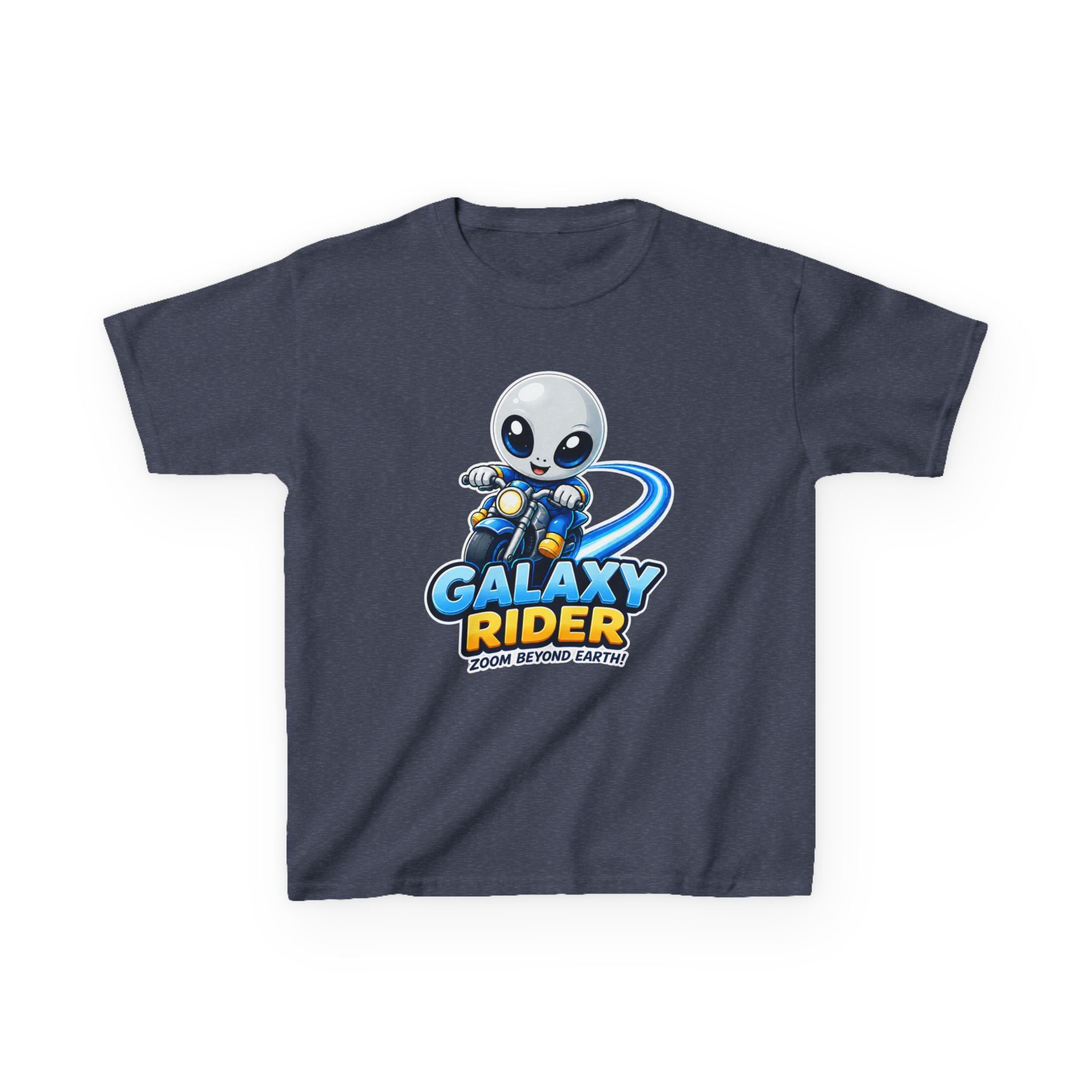 Kids Space T-Shirt — 'Galaxy Rider' Alien Scooter Cosmic Graphic Tee