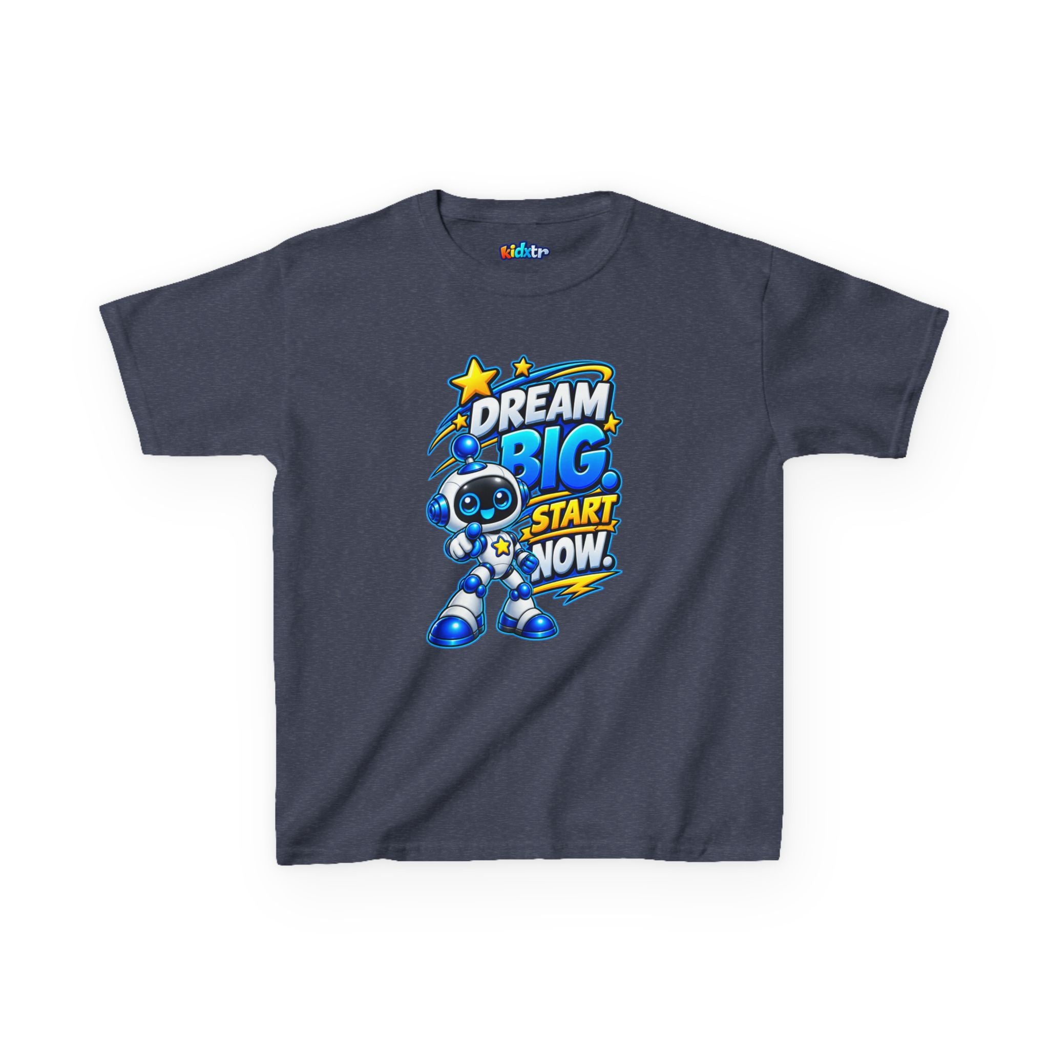Kidxtr™ Kids Robot T-Shirt — 'Dream Big, Start Now' Motivational Robot Graphic Tee
