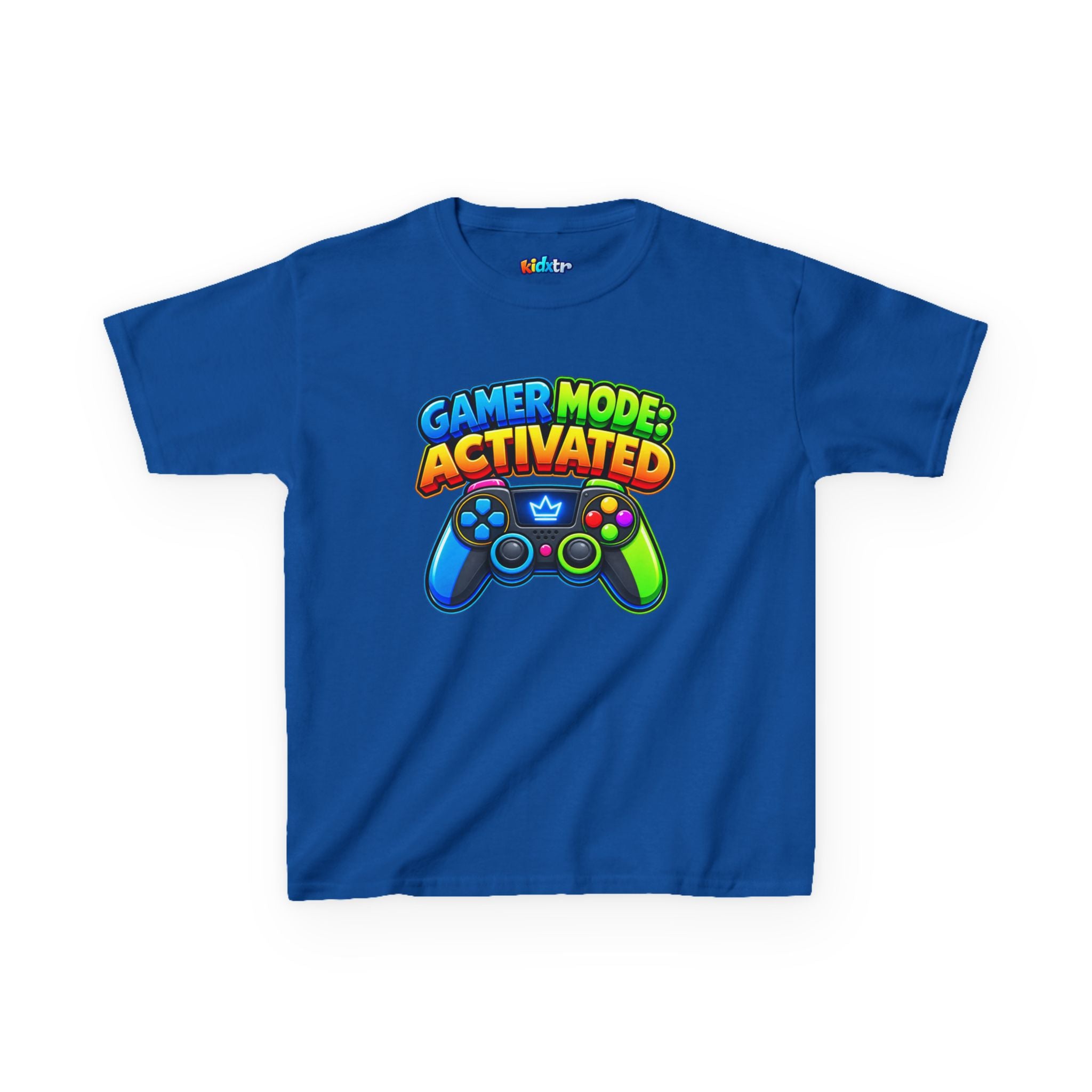 Kidxtr™ Kids Gamer T-Shirt — 'Gamer Mode Activated' Colorful Controller Graphic Tee