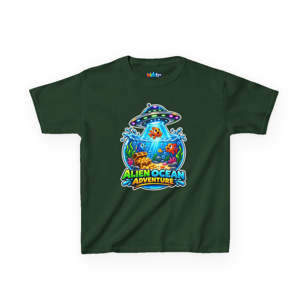 Kidxtr™ Kids Alien T-Shirt — 'Alien Ocean Adventure' UFO Fish Graphic Tee