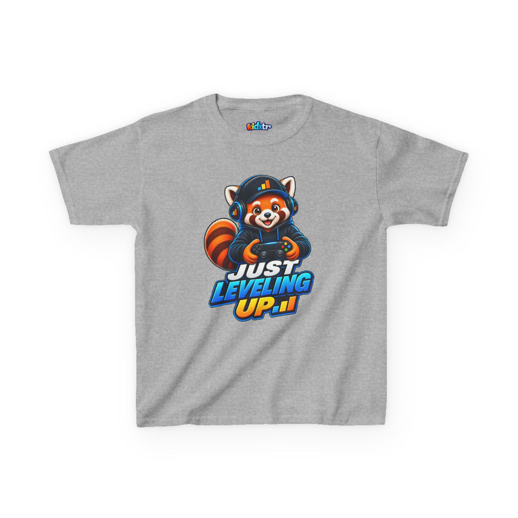 Kidxtr™ Kids Fox T-Shirt — 'Just Leveling Up' Gaming Fox Graphic Tee