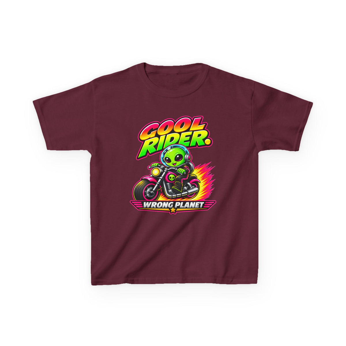 Kidxtr™ Kids Alien T-Shirt — 'Cool Rider, Wrong Planet' Motorcycle Graphic Tee
