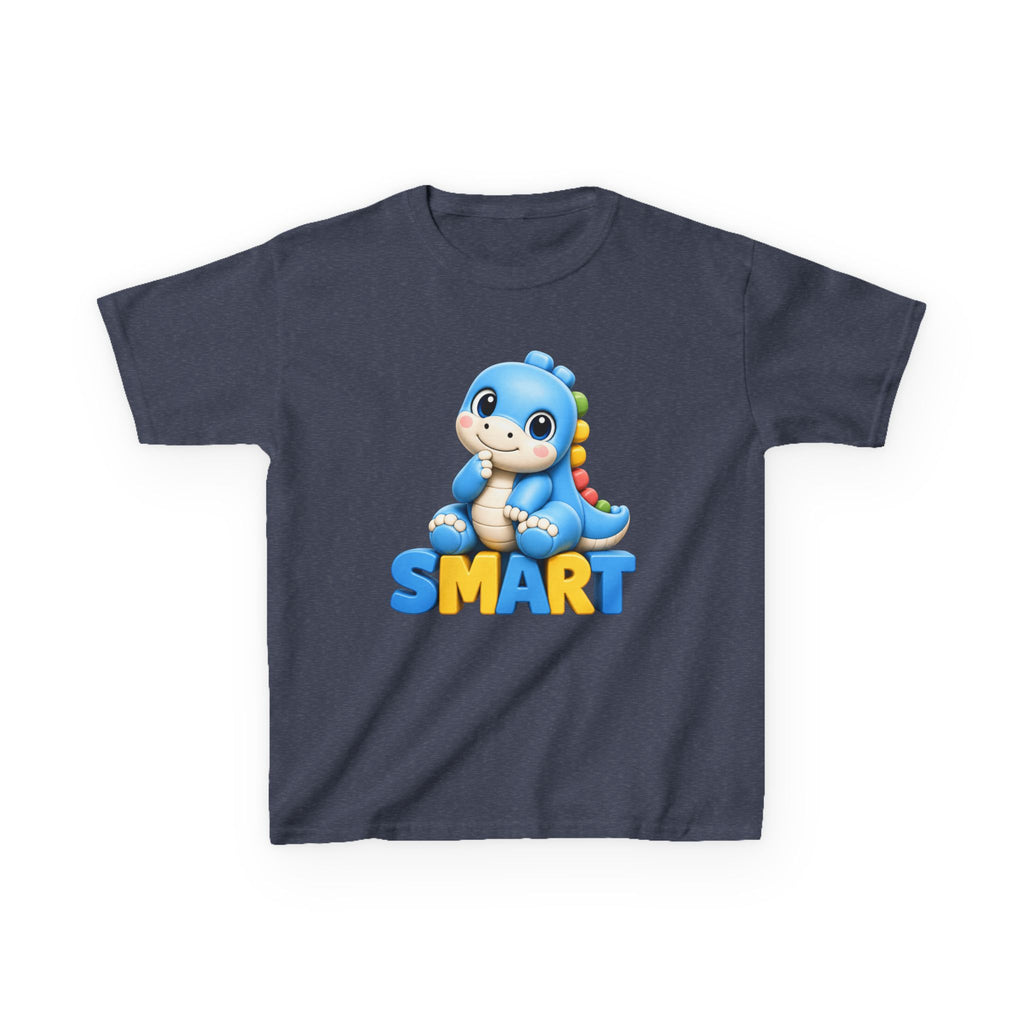 Kids Dinosaur T-Shirt — 'SMART' Blue Dino Graphic Tee