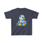 Kids Dinosaur T-Shirt — 'SMART' Blue Dino Graphic Tee
