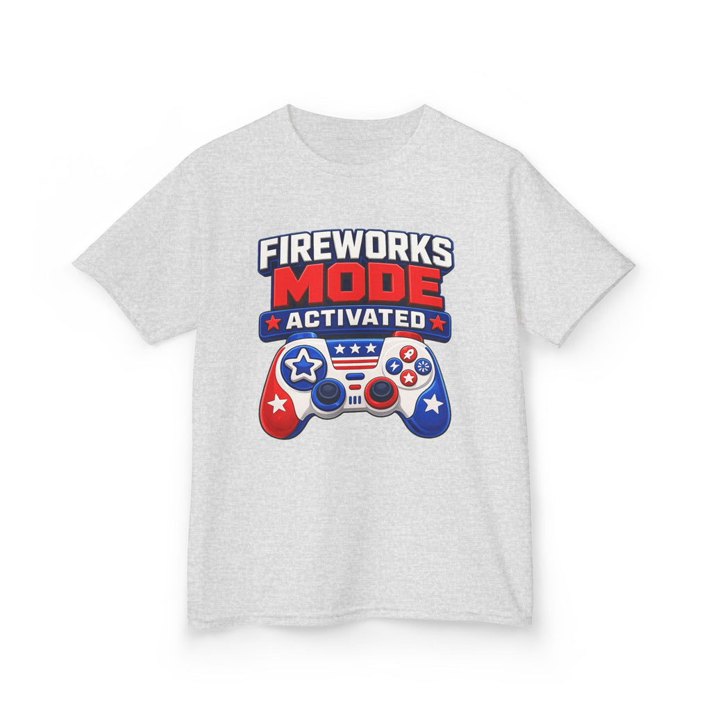 Kids Tee — "Fireworks Mode Activated" Patriotic Gamer Shirt