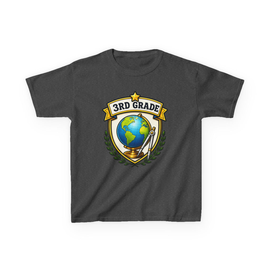 Kids 3rd Grade T-Shirt — 'Globe Badge' Back-to-School Graphic Tee