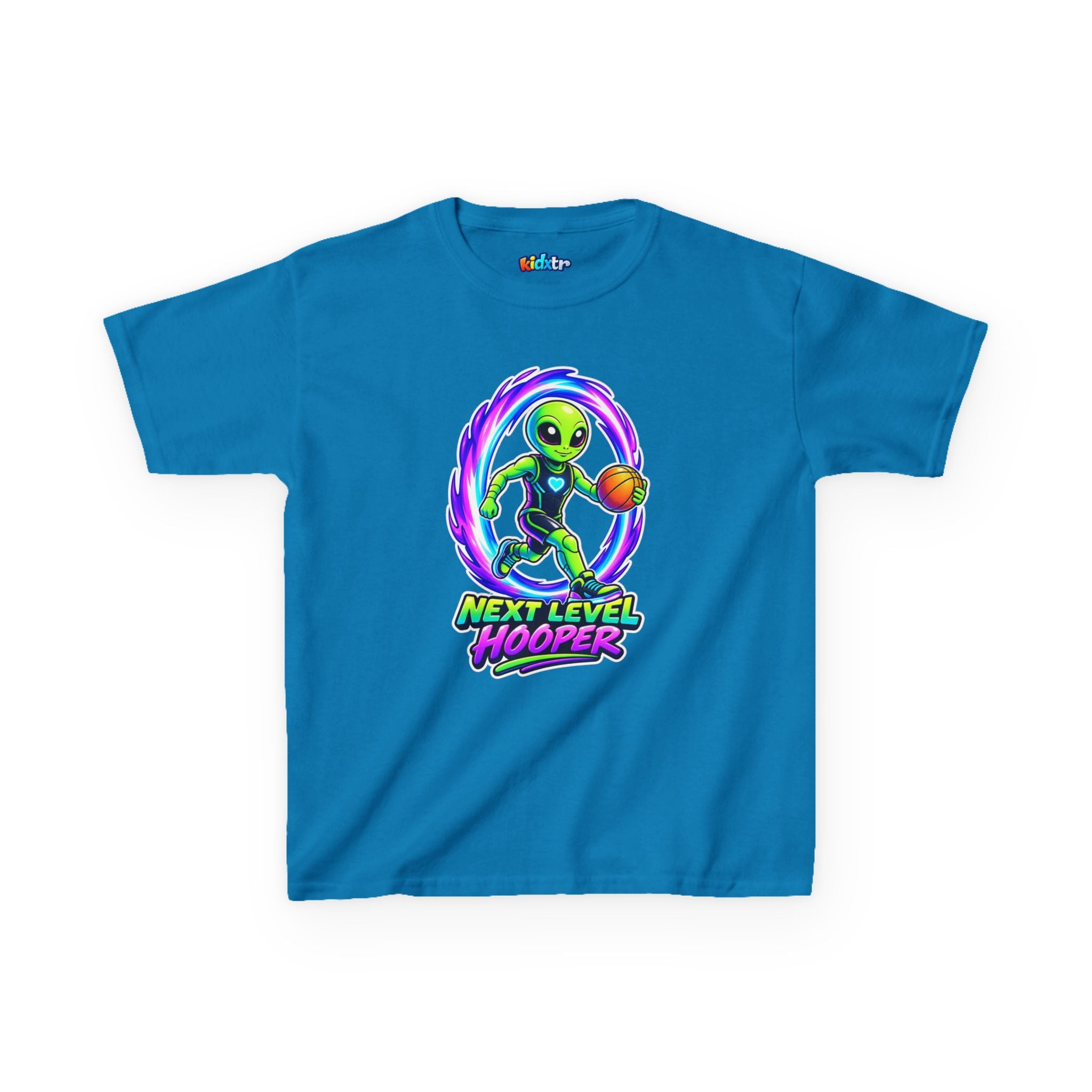 Kidxtr™ Kids Basketball T-Shirt — 'Next Level Hooper' Alien Basketball Graphic Tee